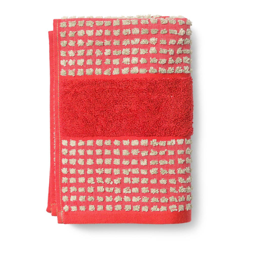 Piros frottír bio pamut törölköző 50x100 cm Check – JUNA