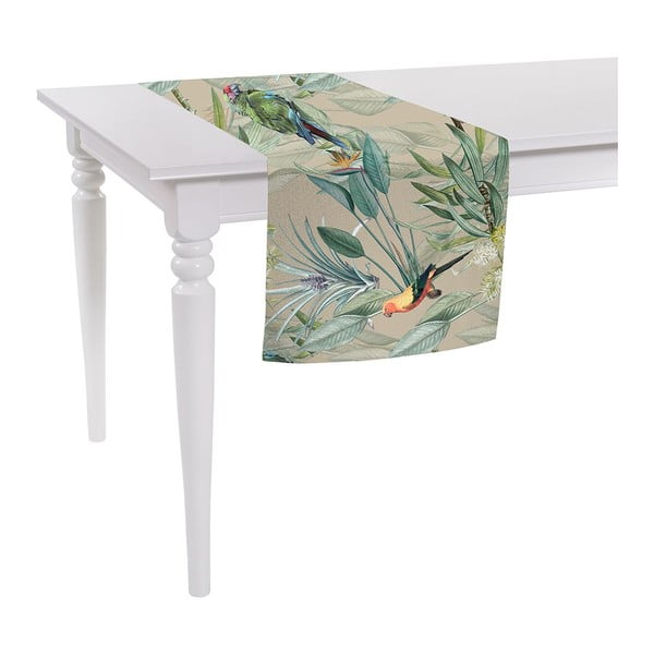 Jungle Birds bézs asztali futó, 140 x 40 cm - Mike & Co. NEW YORK