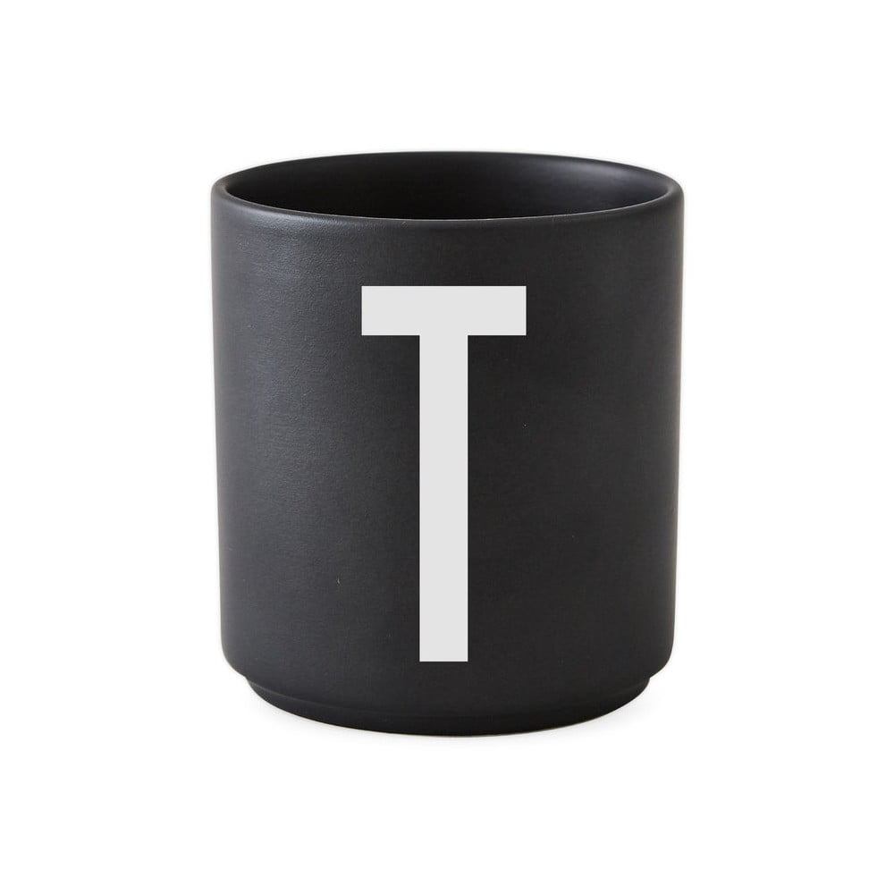 Alphabet T fekete porcelánbögre, 250 ml - Design Letters