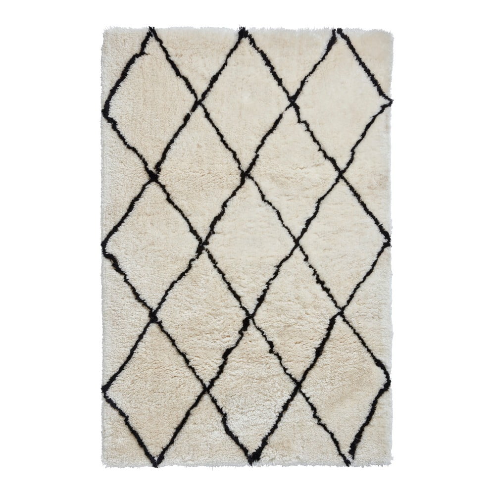 Morocco krémfehér szőnyeg fekete részletekkel, 200 x 290 cm - think rugs