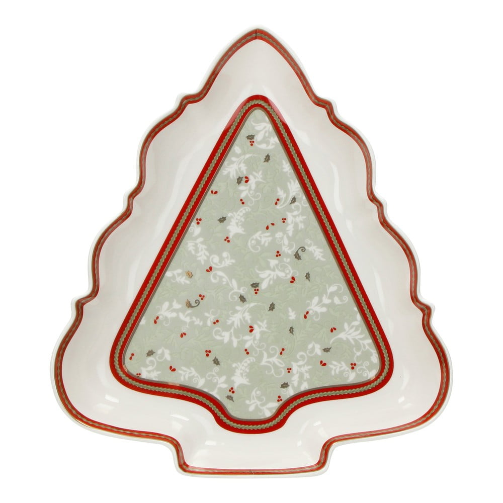Antipastiera Albero Connubio karácsonyfa alakú porcelán tányér, hossz 26 cm - Brandani