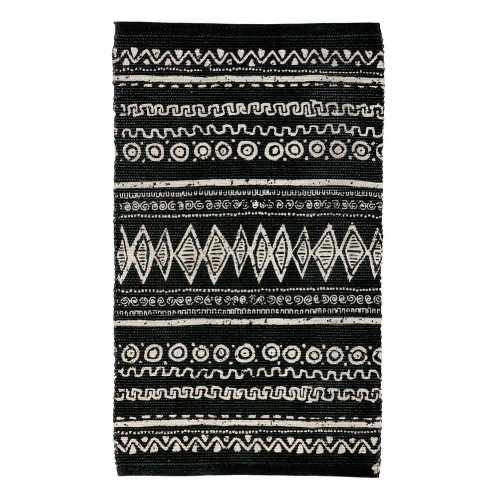 Ethnic fekete-fehér pamut szőnyeg, 55 x 140 cm - Webtappeti