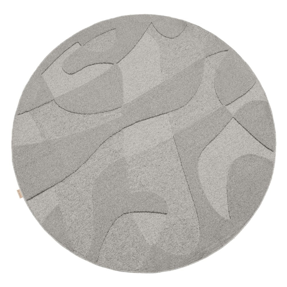 Szürke gyapjú kerek szőnyeg ø 200 cm Morphic Botanica – Agnella