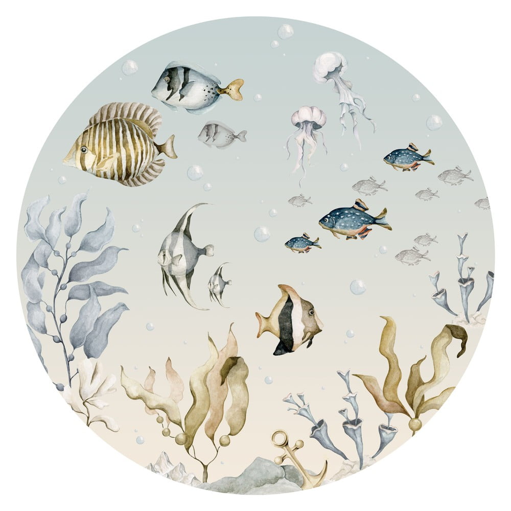 Gyerek matrica falra 150x150 cm Sea World in a Circle – Dekornik
