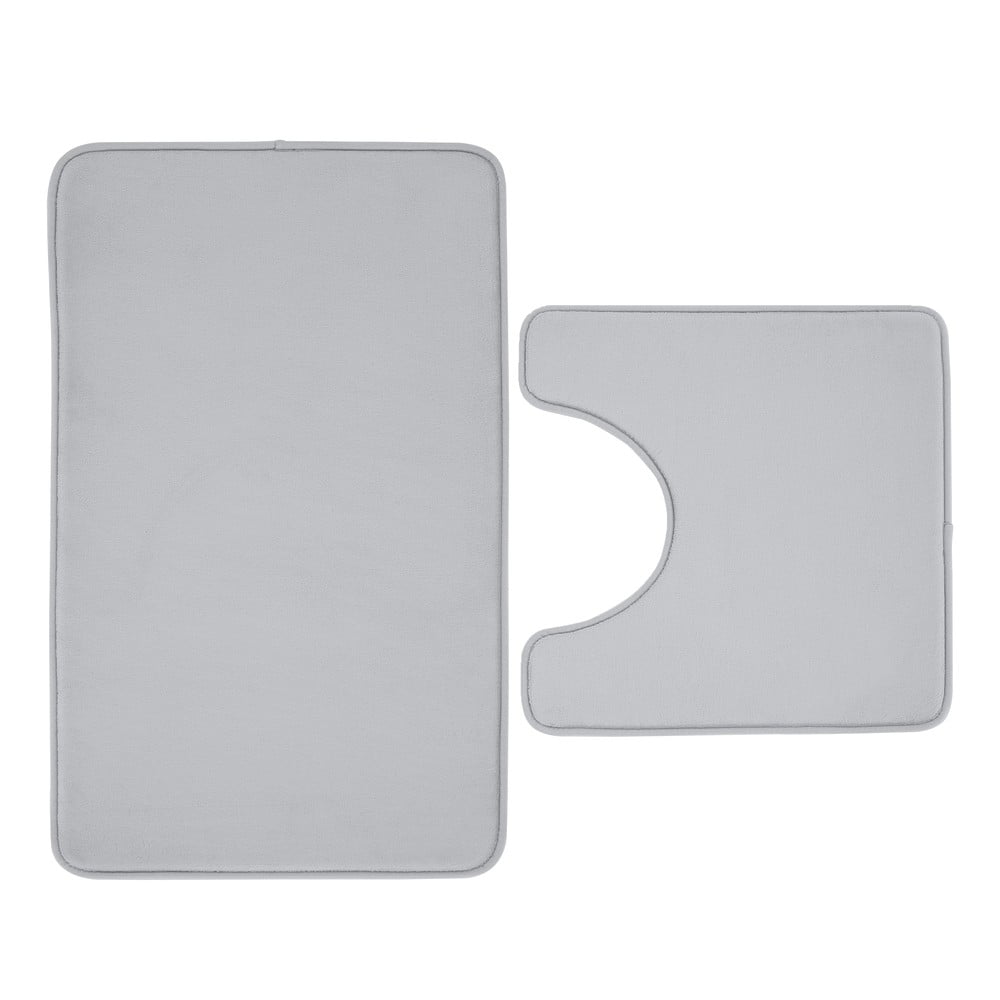 Világosszürke memóriahab fürdőszobai kilépő szett WC-hez, 2 db-os 50x80 cm Anti-Bacterial – Catherine Lansfield