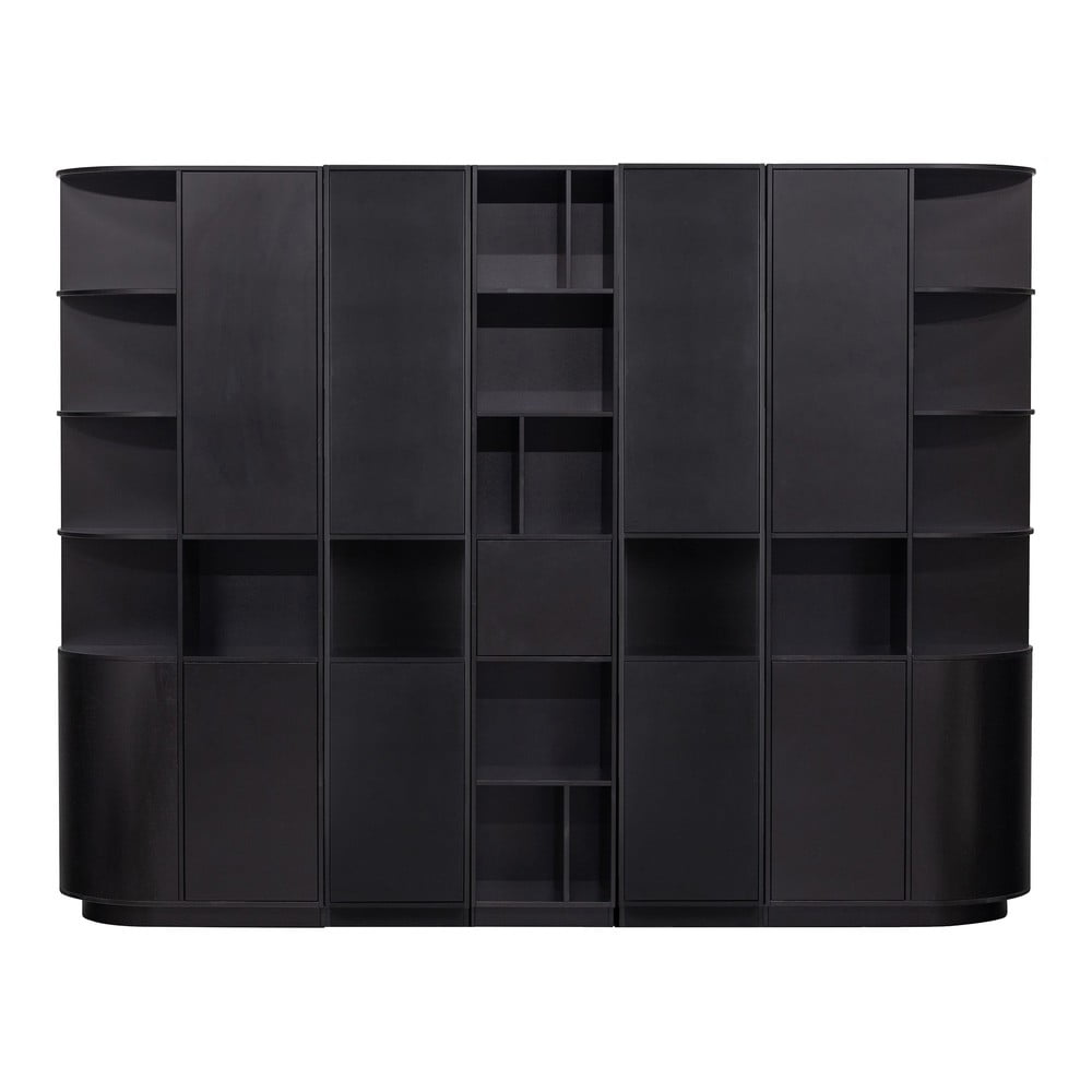 Fekete borovi fenyő moduláris könyvespolc 276x210 cm finca – woood