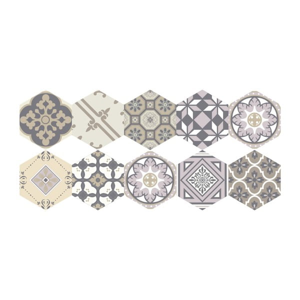 Floor Stickers Hexagons Vita 10 db-os padlómatrica szett, 40 x 90 cm - Ambiance
