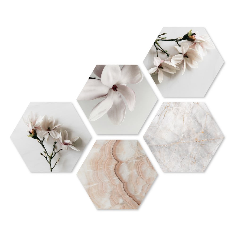 Kép készlet 5 db-os 33,2x29,5 cm Heksagon