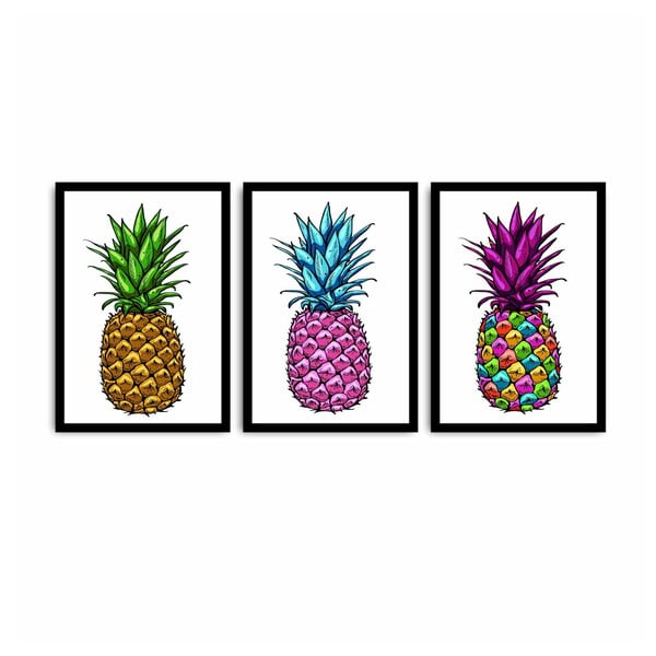Pineapple háromrészes kép, 109 x 50 cm