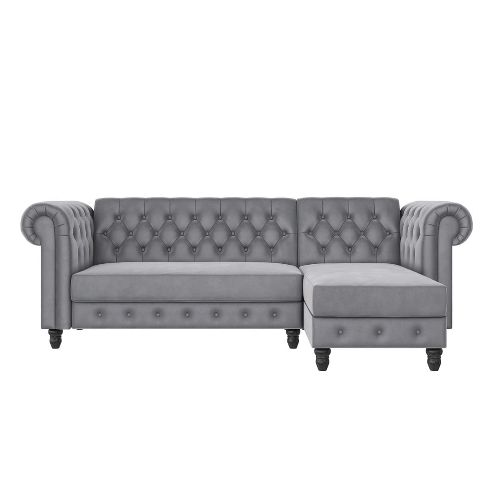 Világosszürke bársony sarokkanapé Felix – Støraa