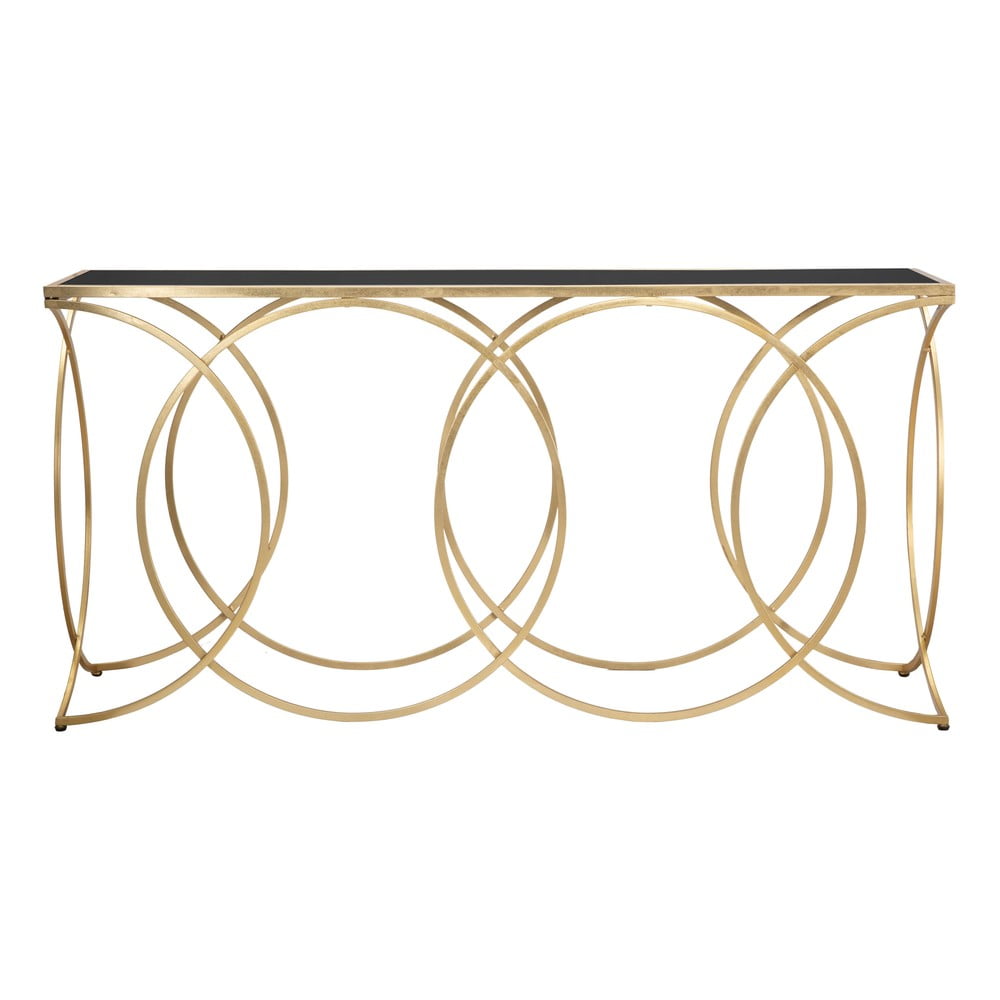 Fekete-aranyszínű konzolasztal üveg asztallappal 40x160 cm infinity – mauro ferretti