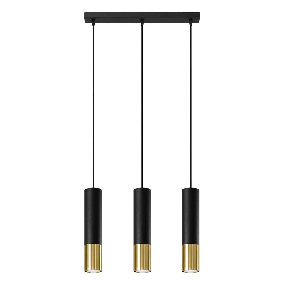 Fekete-aranyszínű függőlámpa fém búrával 45x6 cm Longbot - Nice Lamps