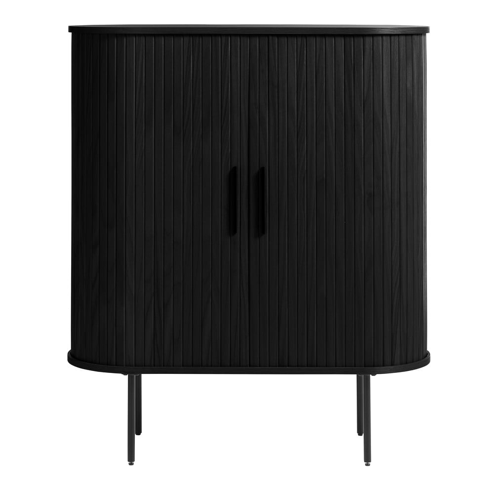 Fekete szekrény tölgyfa dekorral 100x118 cm nola – unique furniture