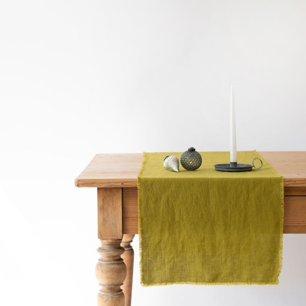 Classic zöld len asztali futó, 40 x 200 cm - Linen Tales