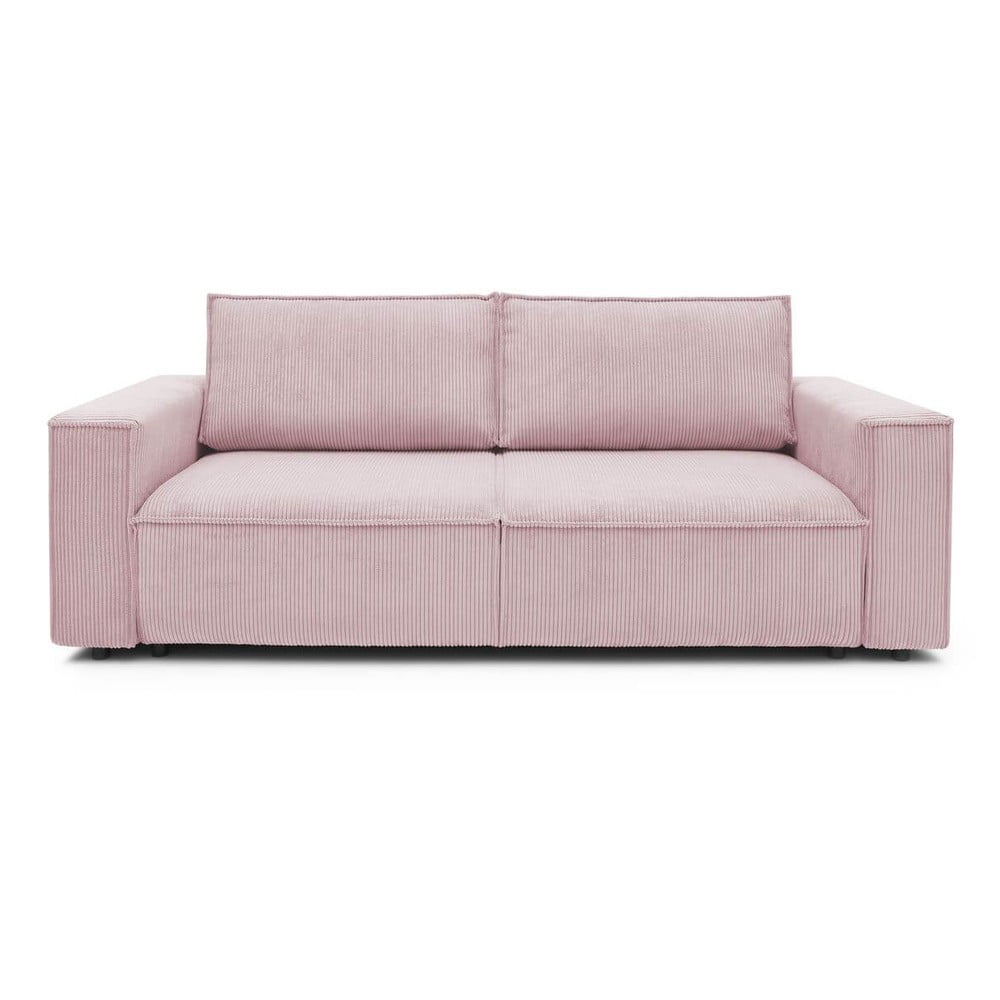 Világos rózsaszín kordbársony kinyitható kanapé 245 cm nihad – bobochic paris
