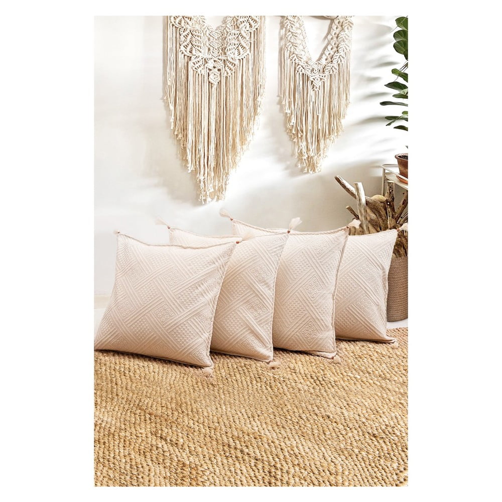 Organikus pamut párnahuzat szett 4 db-os 43x43 cm Natural – Mila Home