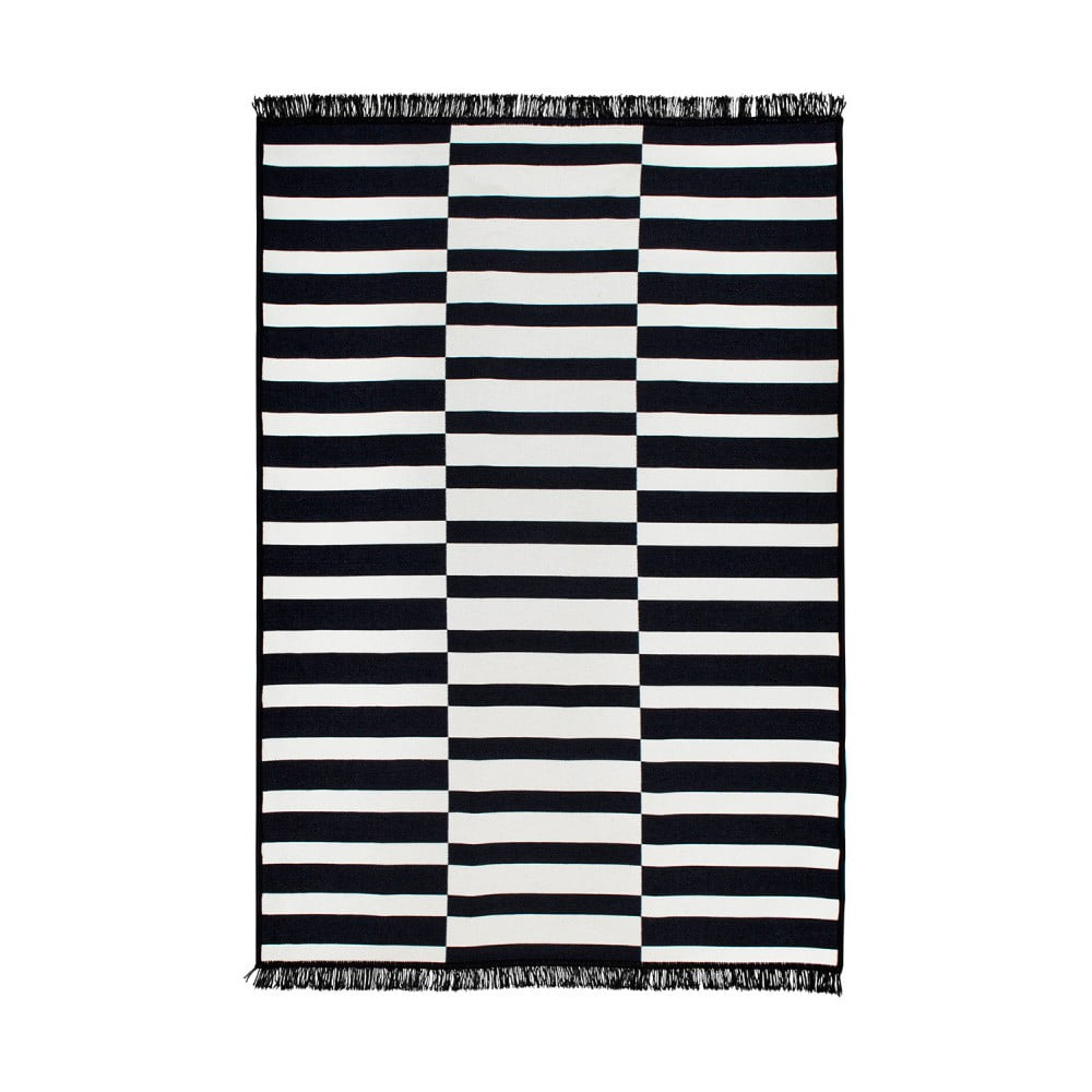 Poros fekete-fehér kétoldalas szőnyeg, 80 x 150 cm