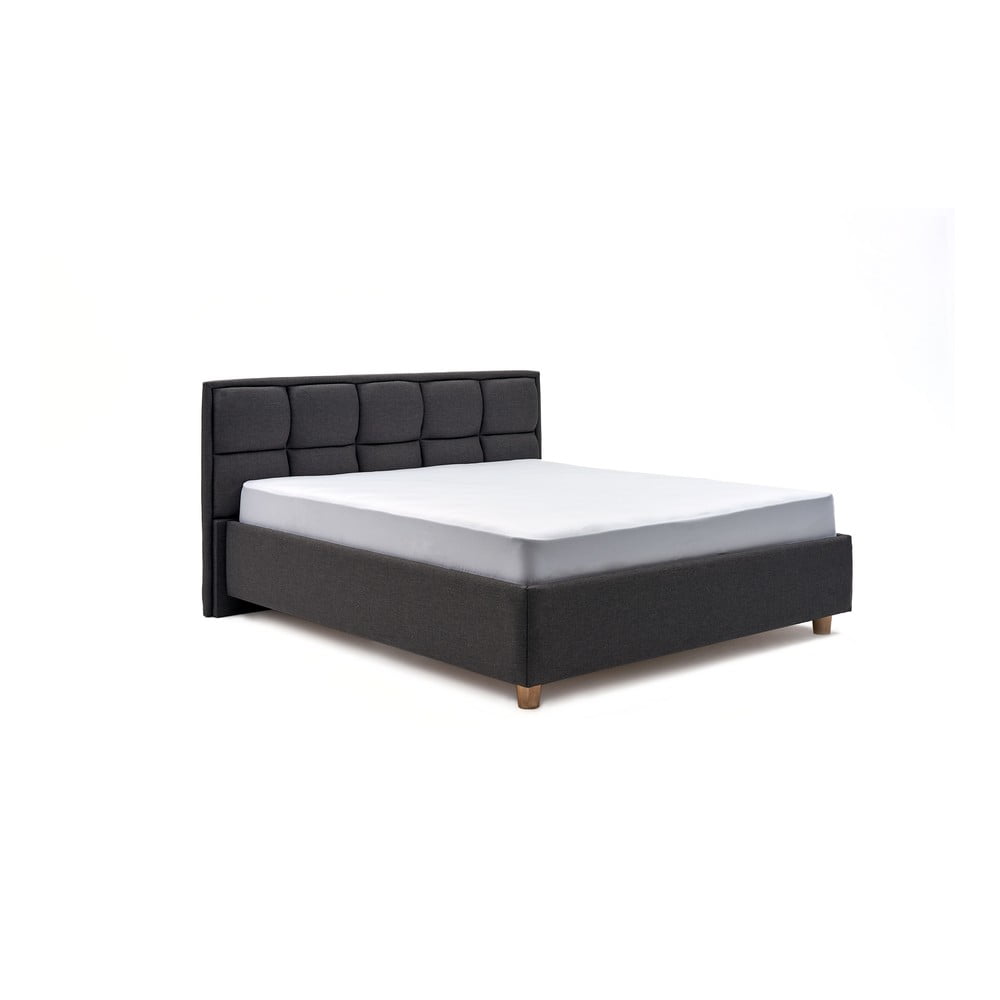 Karme sötétszürke kétszemélyes ágy ágyráccsal és tárolóhellyel, 180 x 200 cm - AzAlvásért