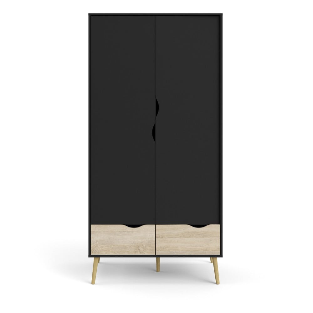 Oslo fekete ruhásszekrény, 99 x 200 cm - tvilum