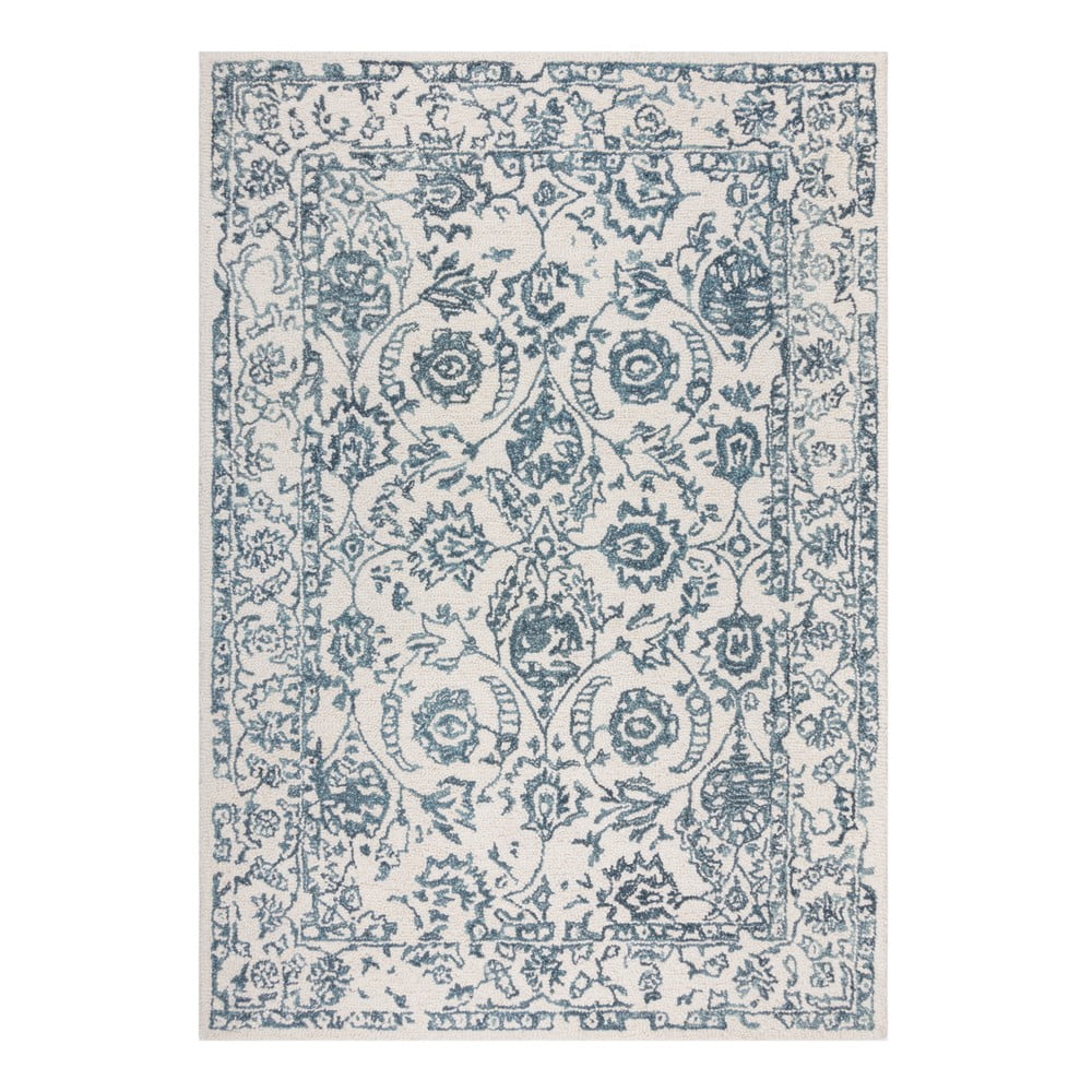 Fehér-kék gyapjú szőnyeg 230x160 cm Yasmin - Flair Rugs