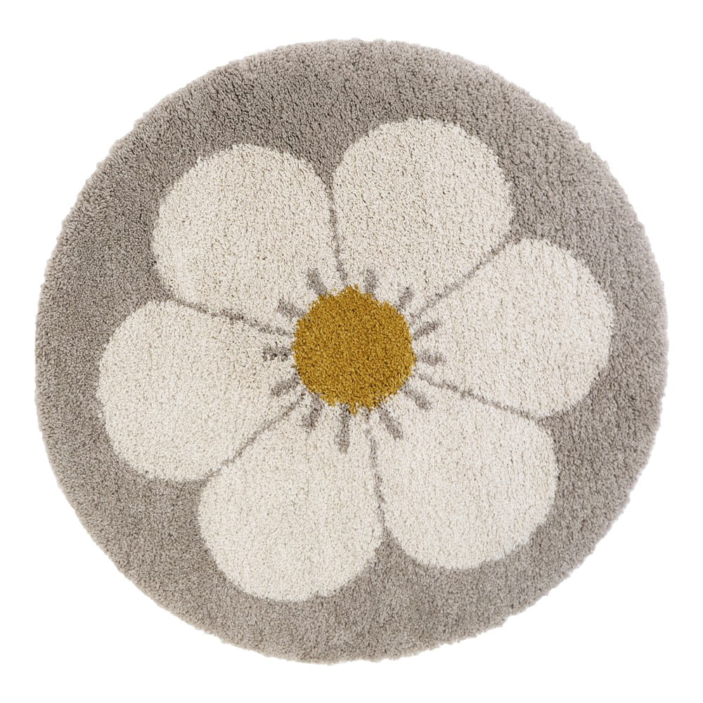 Világosszürke-krémszínű gyerek szőnyeg ø 120 cm bohemian daisy – nattiot