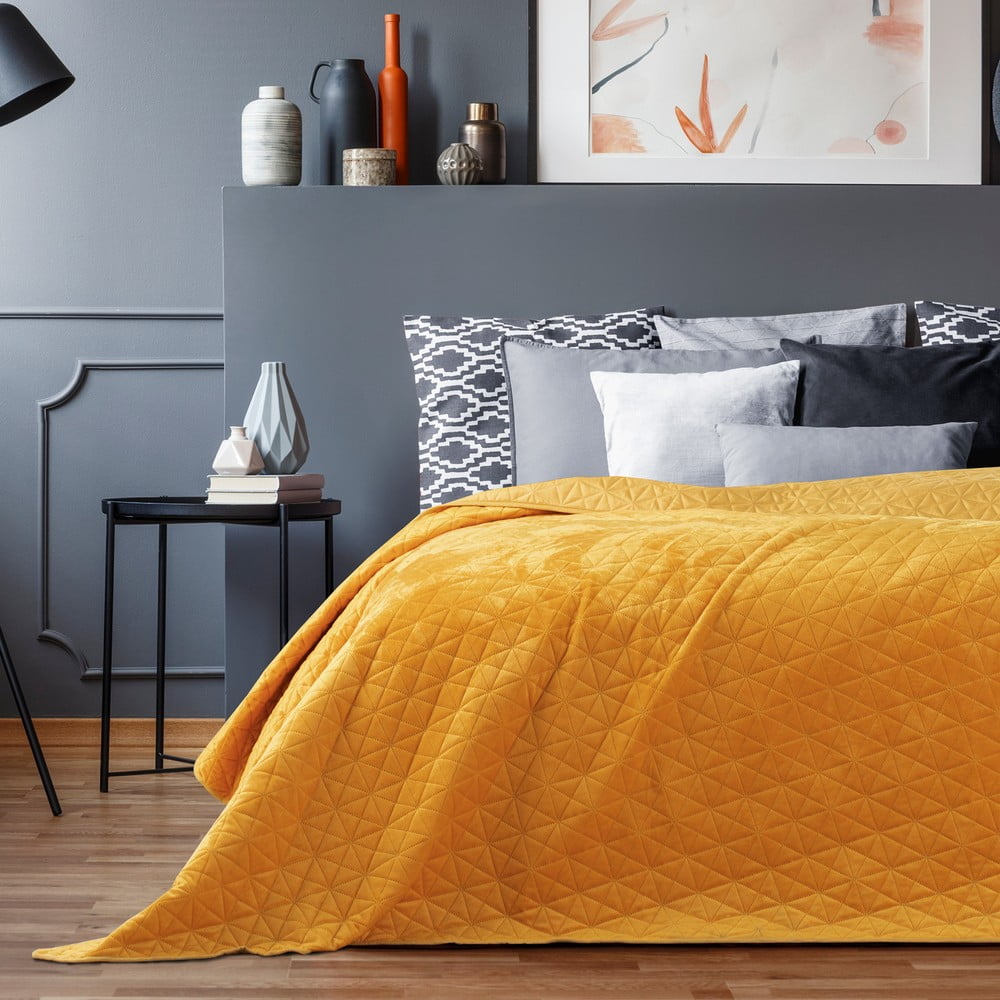 Laila Honey sárga ágytakaró, 260 x 240 cm - AmeliaHome