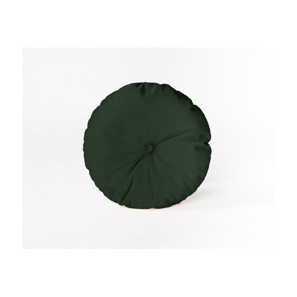 Dark Green kerek díszpárna bársony huzattal, ⌀ 35 cm - Velvet Atelier