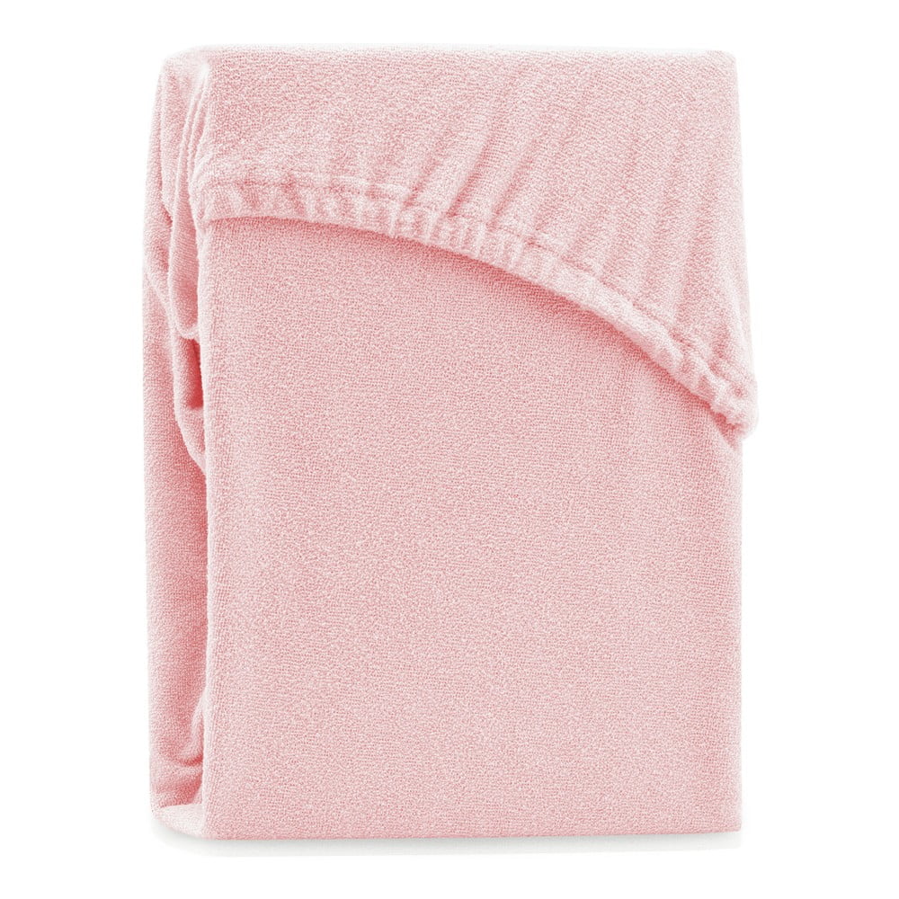 Ruby Peach világos rózsaszín kétszemélyes gumis lepedő, 180-200 x 200 cm - AmeliaHome