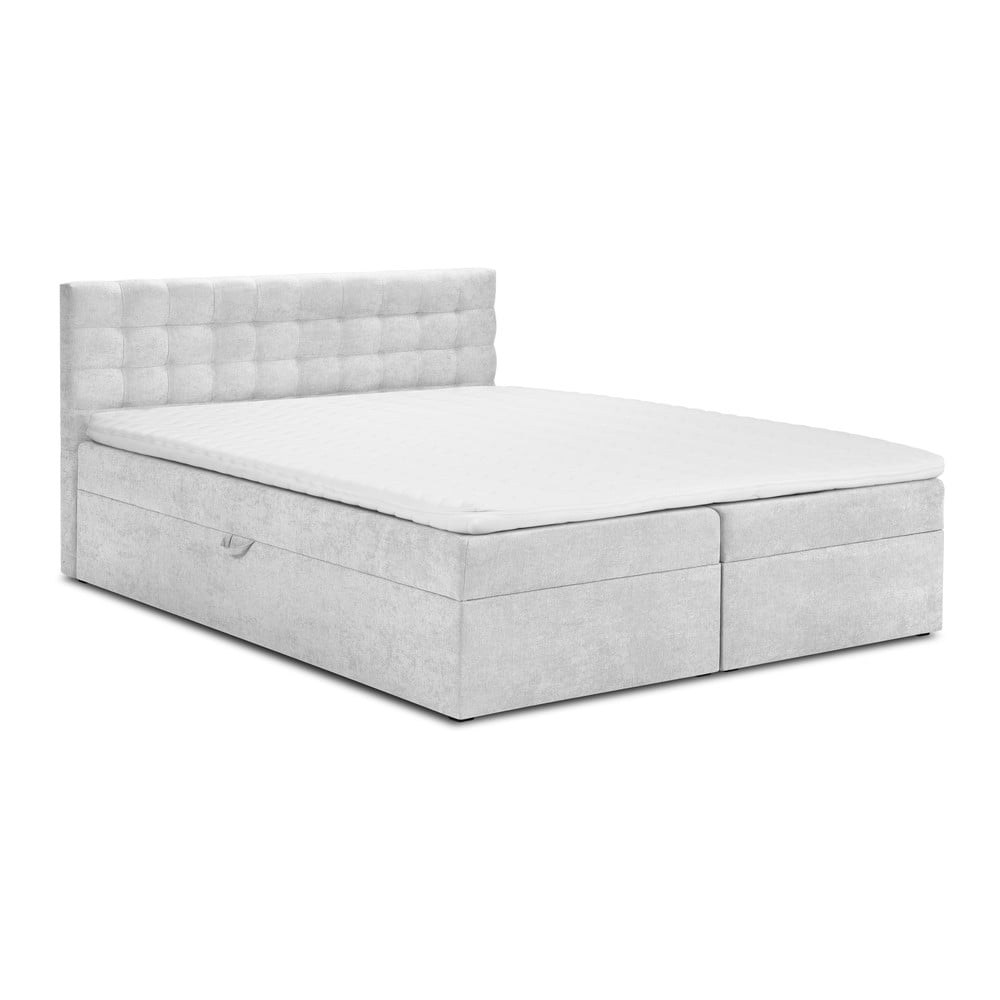 Világosszürke boxspring ágy tárolóhellyel 180x200 cm Jade – Mazzini Beds