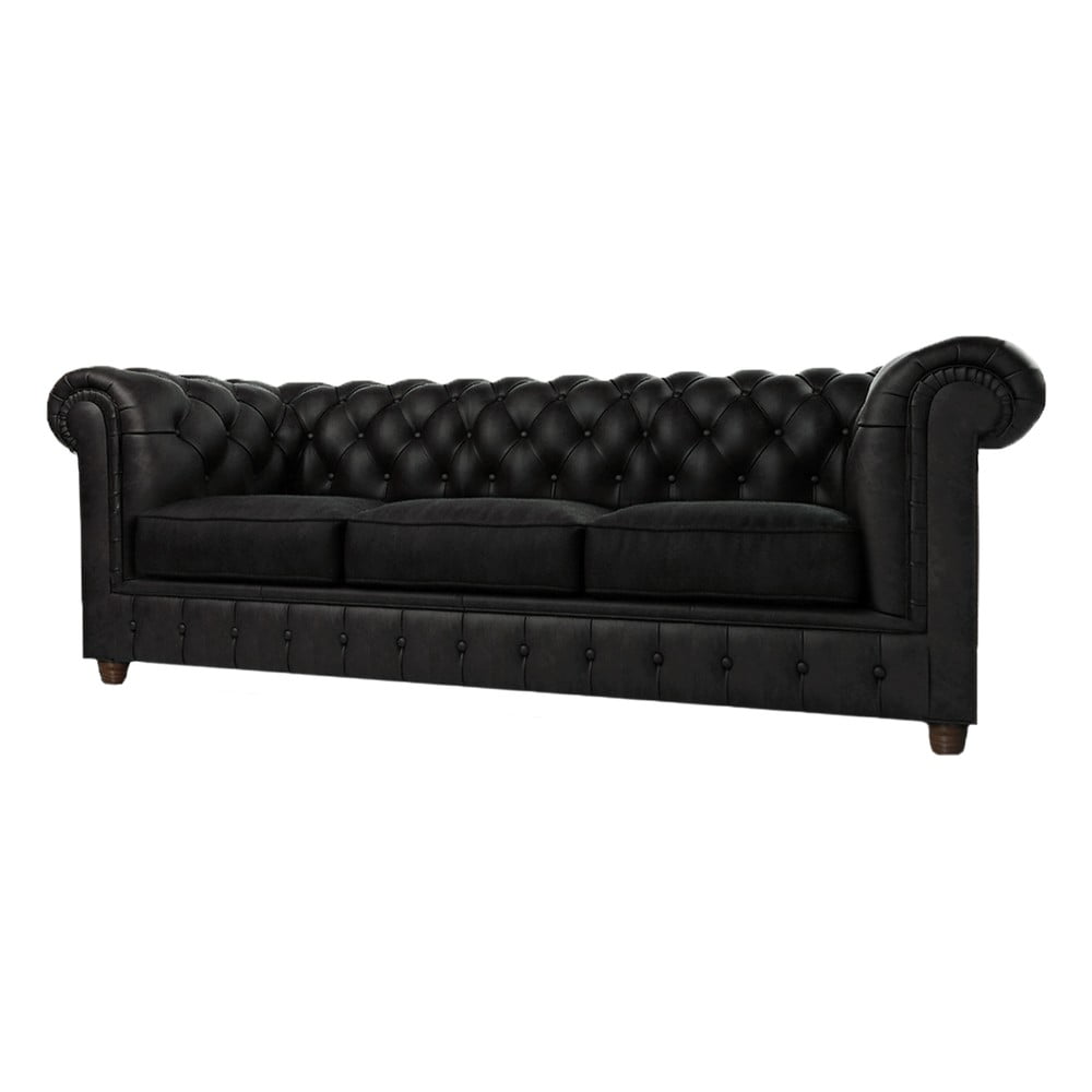 Fekete bársony kanapé 230 cm cambridge – ropez