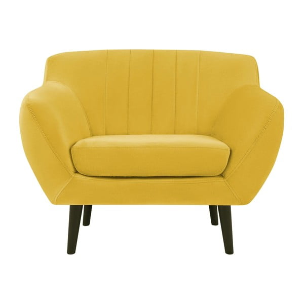 Toscane sárga bársony fotel - Mazzini Sofas