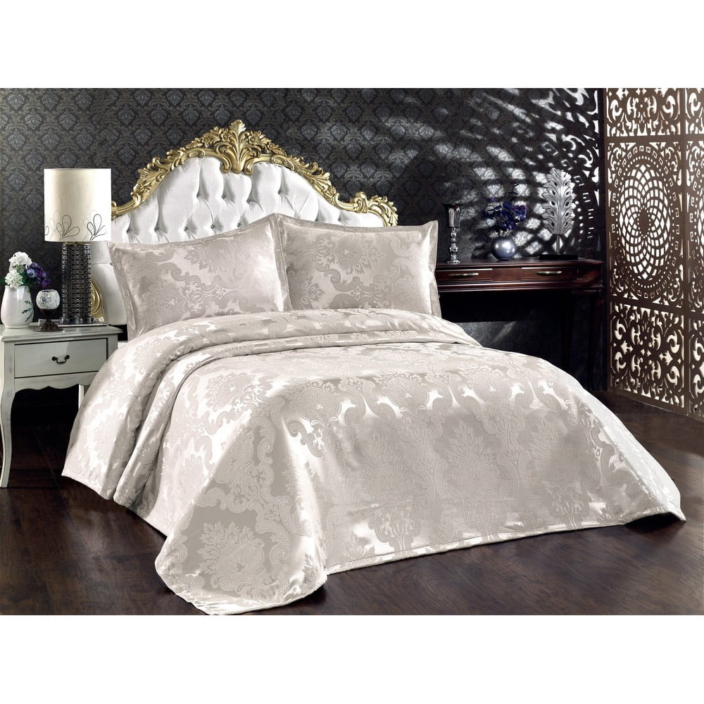 Fehér pamut ágytakaró és párnahuzat szett franciaágyra 240x260 cm Beste - Mijolnir