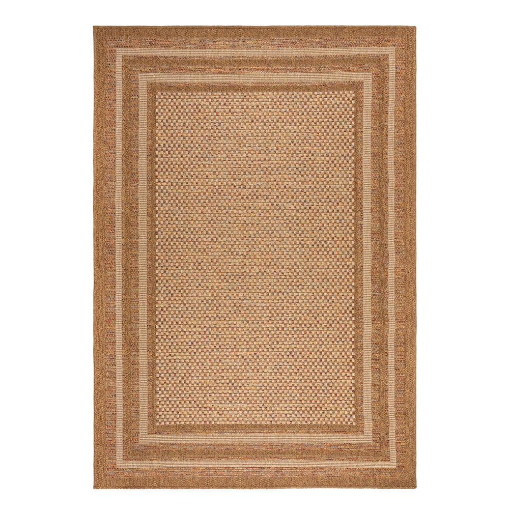 Natúr színű kültéri-beltéri szőnyeg 200x290 cm Layla Border – Flair Rugs
