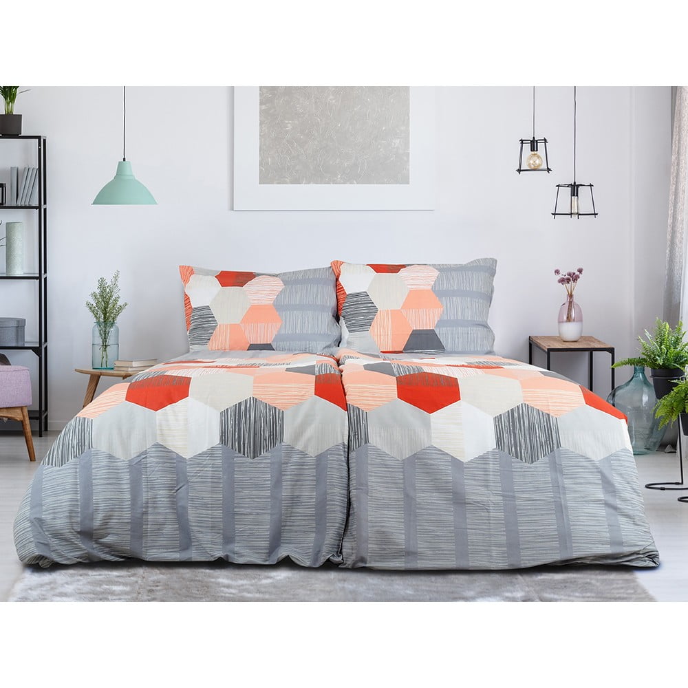 Szürke egyszemélyes krepp ágyneműhuzat 140x200 cm Honey Comb – B.E.S.