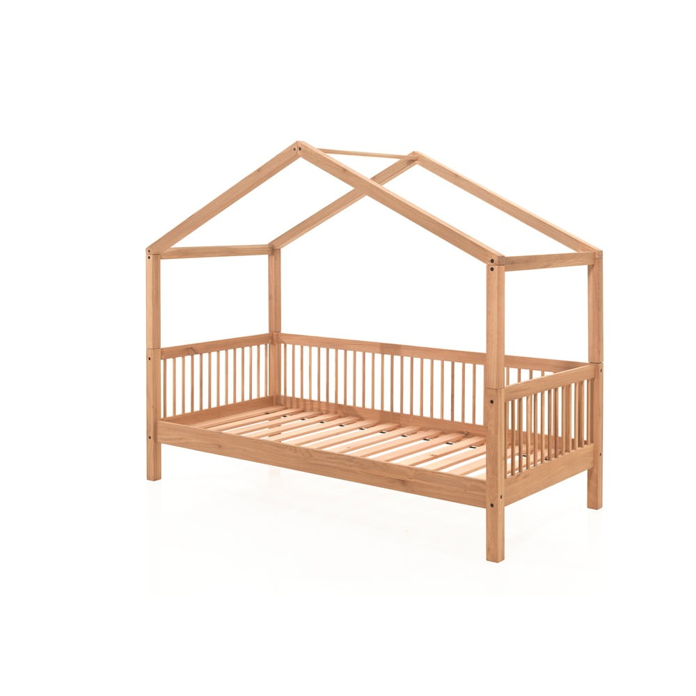 Natúr színű házikó alakú tölgyfa gyerekágy 90x200 cm Forrest – Vipack