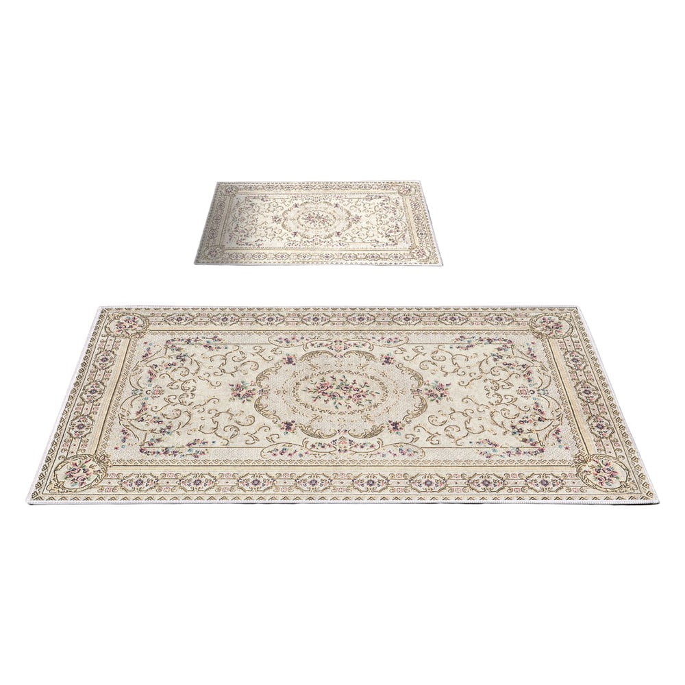Barna-bézs fürdőszobai kilépő szett 2 db-os 60x100 cm – Foutastic