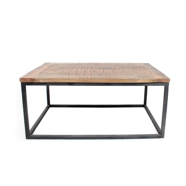 Box XL fekete dohányzóasztal mangófa asztallappal - LABEL51
