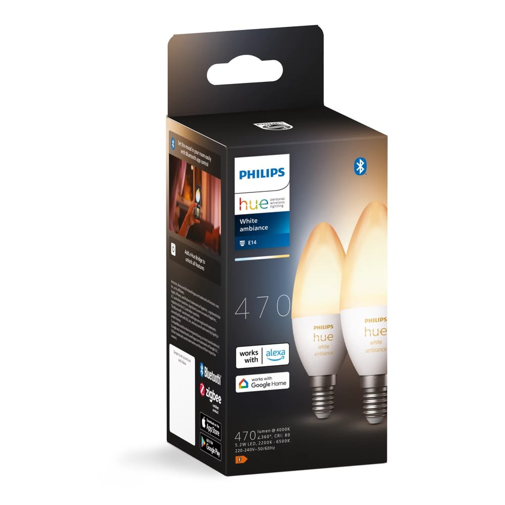 LED okos izzó szett 2 db-os E14, 5 W White ambiance – Philips Hue