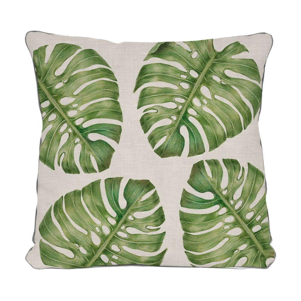 Monstera bézs párna levélmotívummal, 45 x 45 cm - Really Nice Things 