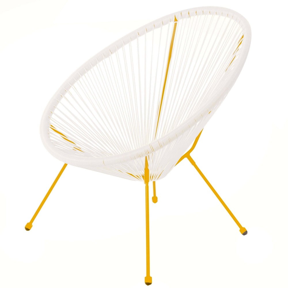 Acapulco Kerti szék, 70 x 80 x 85 cm, acél/szintetikus rotáng, fehér/mustársárga