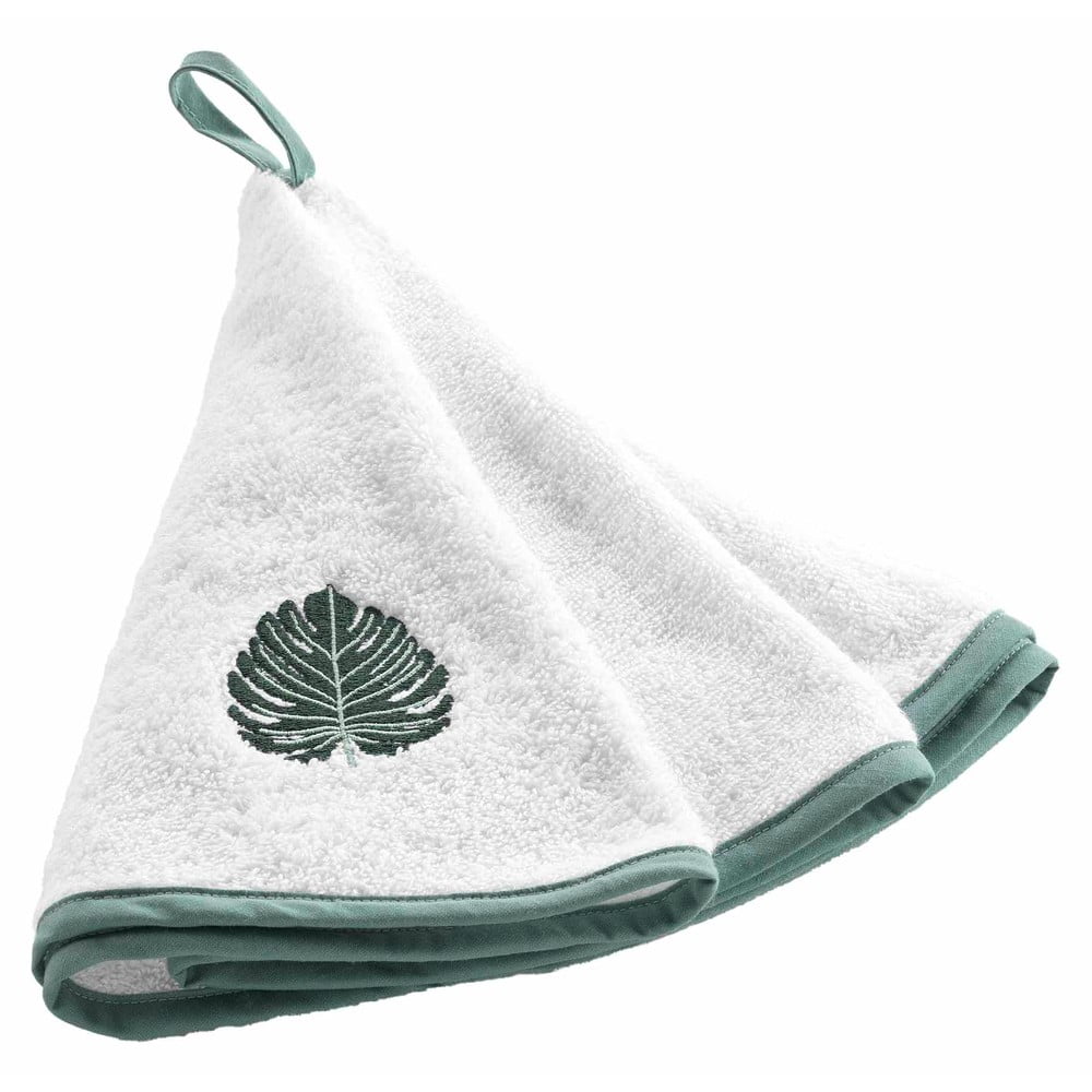 Fehér-zöld frottír pamut törölköző 60 cm Ardenia – douceur d'intérieur