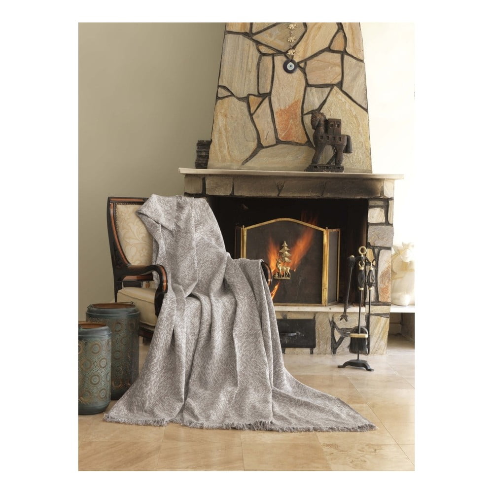 Mismo Linen bézs pamut takaró, 170 x 220 cm