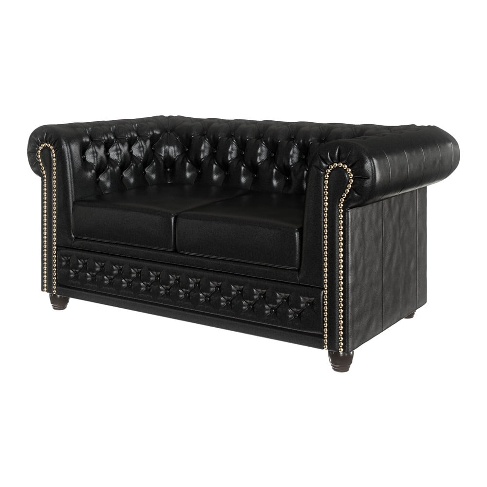 Fekete bőrutánzat kanapé 148 cm York – Ropez