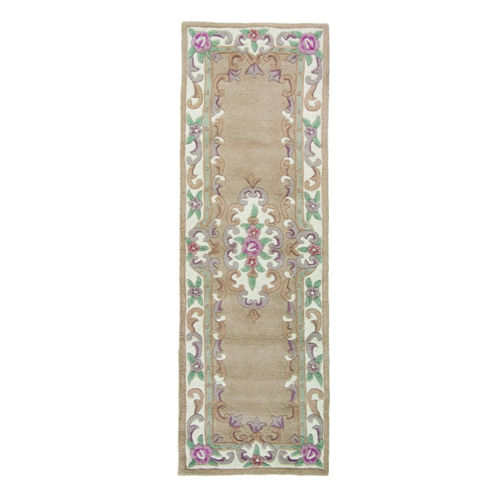 Aubusson bézs gyapjú futószőnyeg, 67 x 210 cm - flair rugs