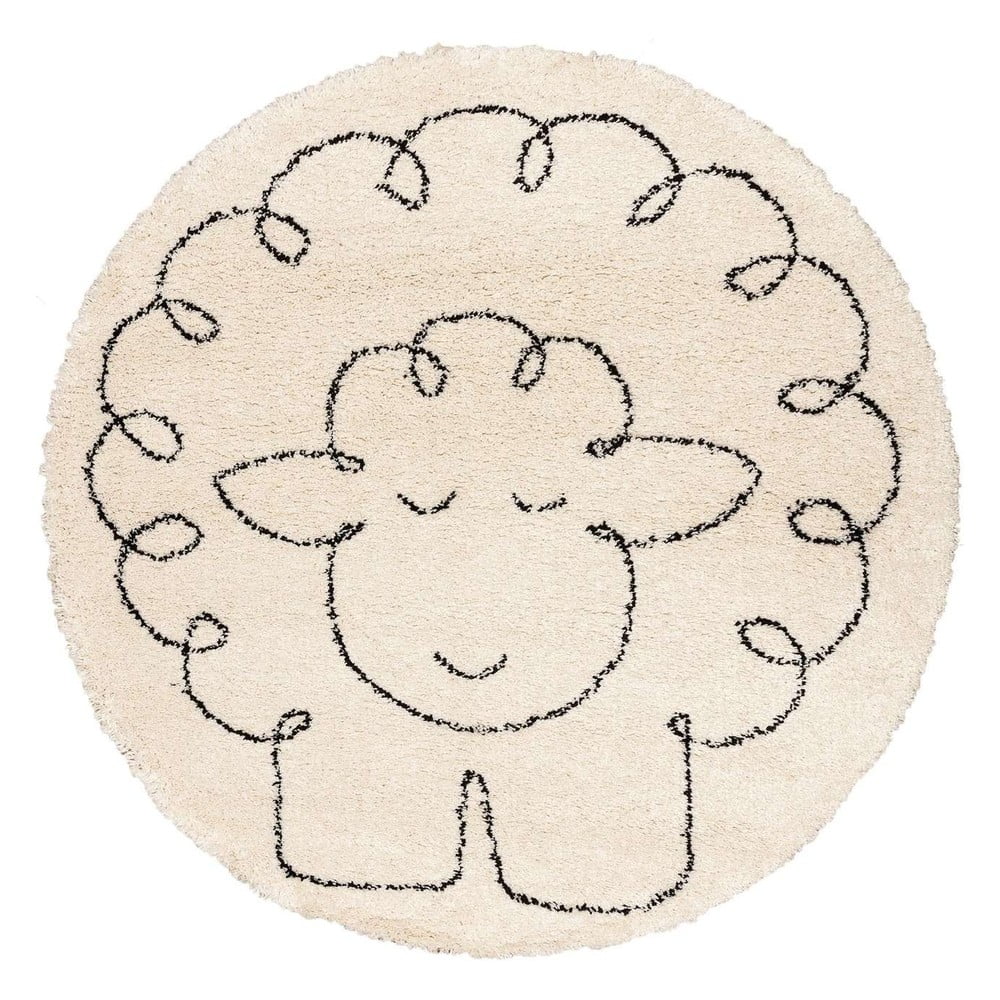 Bézs antiallergén gyerek szőnyeg ø 160 cm fluffy sheep - yellow tipi