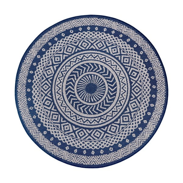 Round kék-bézs kültéri szőnyeg, ø 120 cm - Ragami