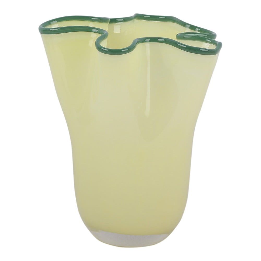 Sárga üveg kézzel készített váza (magasság 22 cm) Ruffles – PT LIVING