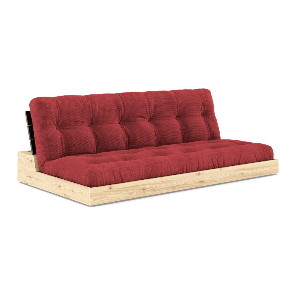 Piros kordbársony kinyitható kanapé 196 cm base – karup design