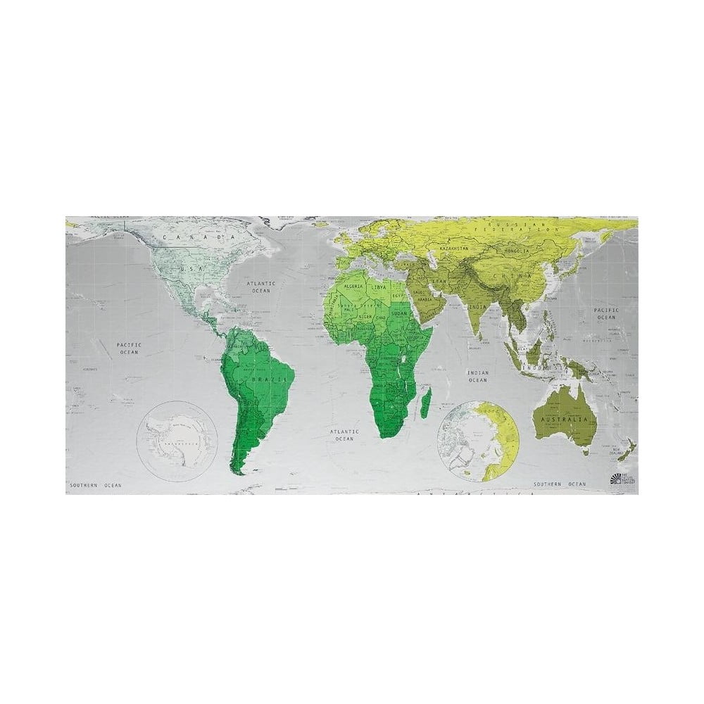 Future Map zöld világtérkép áttetsző borítással, 101 x 58 cm - The Future Mapping Company