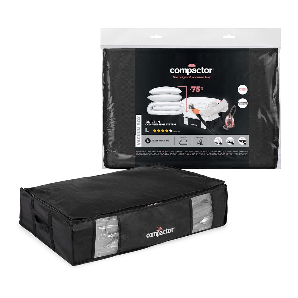 XXL Black Edition 3D fekete ágy alatti ruhatároló doboz, 145 l - Compactor